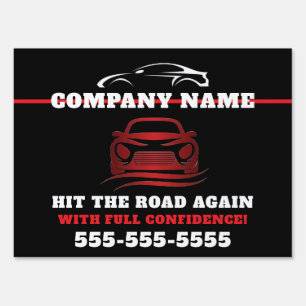 Red Black Professional Car Detailing Sign