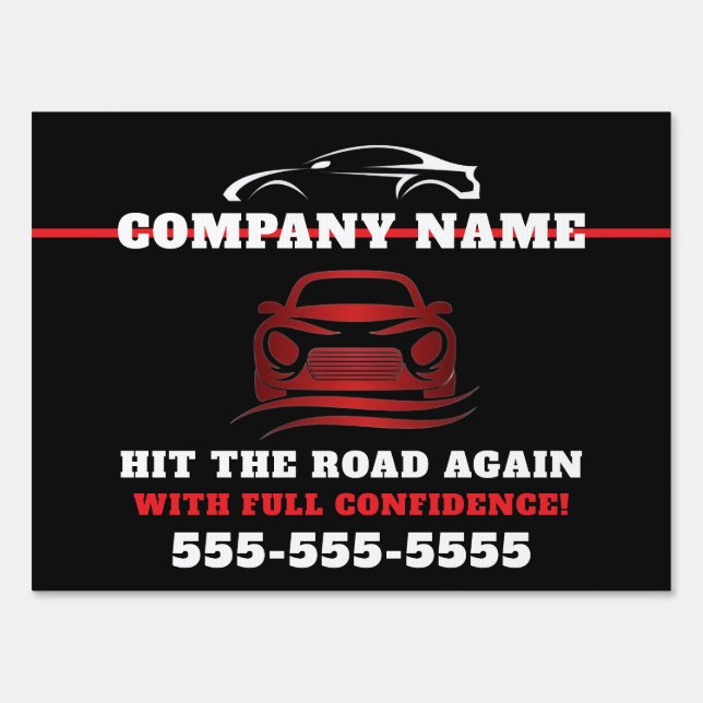 Red Black Professional Car Detailing Sign (Front)