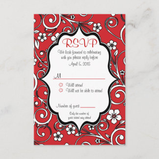 Red & Black Quinceañera RSVP Card