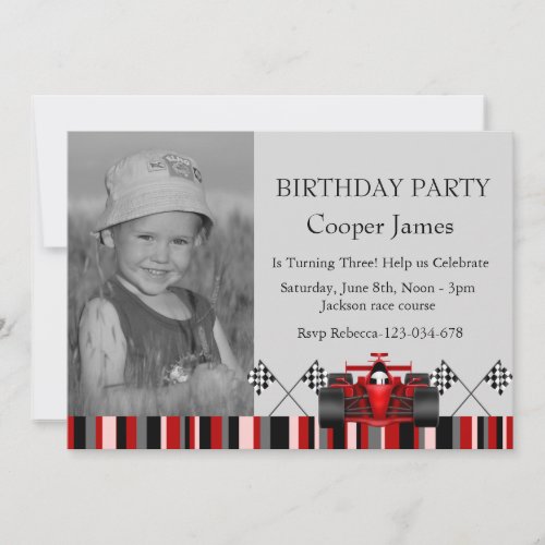 Red &amp; Black Race Car Birthday Invite