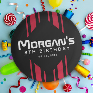 Red Black Racing Car Stripe Birthday Party Paper Plates