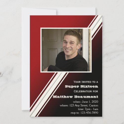 Red Black Racing Stripe Birthday Party Invitation