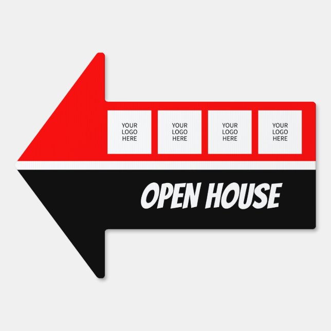 Red Black Real Estate Arrow Yard Sign (Front)