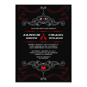 Rock And Roll Wedding Invitations Announcements Zazzle Red Black Rock N Roll Music Themed Wedding Card