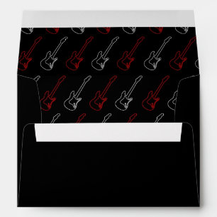 Red & Black Rock 'n' Roll Music Themed Wedding Envelope