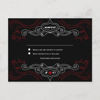 Red & Black Rock 'n' Roll Music Themed Wedding Invitation Postcard