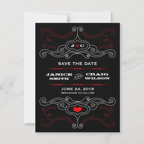 Red  Black Rock n Roll Music Themed Wedding Save The Date