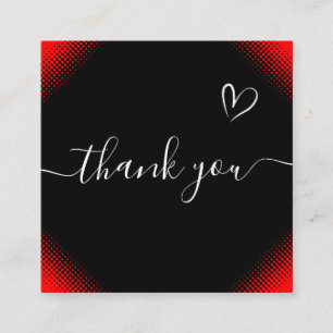 Red & Black Romantic Thank You Passion Stylish Square Business Card