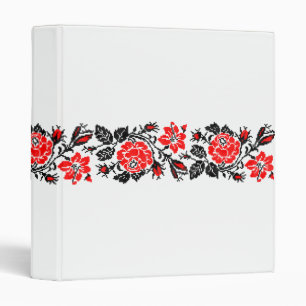 Red Black Rose cross-stitch Russian Pattern 3 Ring Binder