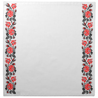 Red&Black Rose cross-stitch Russian Pattern Cloth Napkin