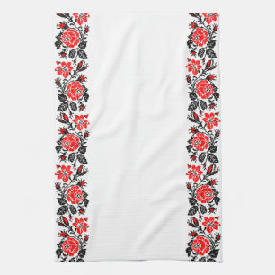 Red&Black Rose cross-stitch Russian Pattern Towel