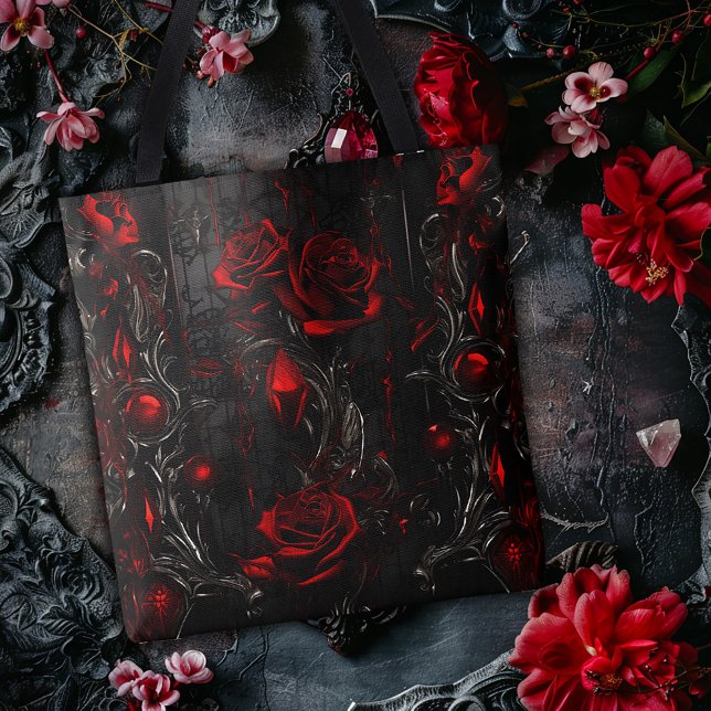 Red & Black Rose Design Tote Bag (Creator Uploaded)