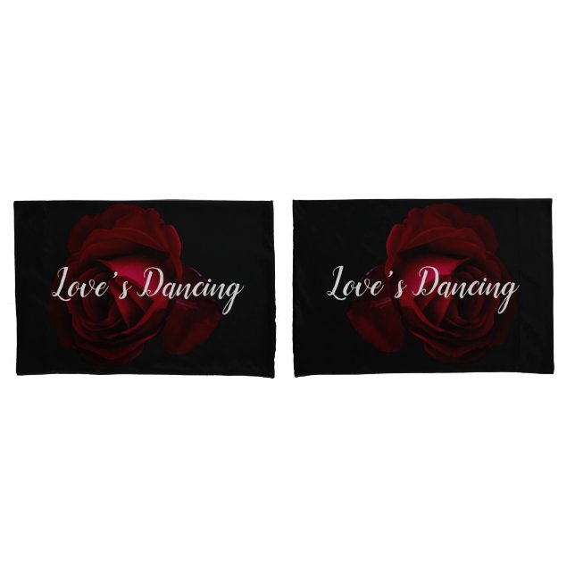 Red, black rose floral pillow case (Front-Set)