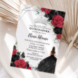 Red Black Roses Floral Dress Silver Quinceañera Invitation<br><div class="desc">Personalize this elegant red and black floral Quinceañera / Sweet 16 birthday invitation easily and quickly. Simply click the customize it further button to edit the texts, change fonts and fonts colors. Featuring exquisite watercolor red and black roses flowers, a girl dressed in a black dress and chic silver accents....</div>