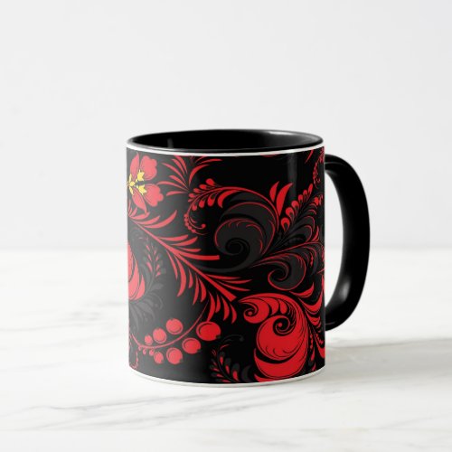 Red  Black Russian Paleh Style Mug