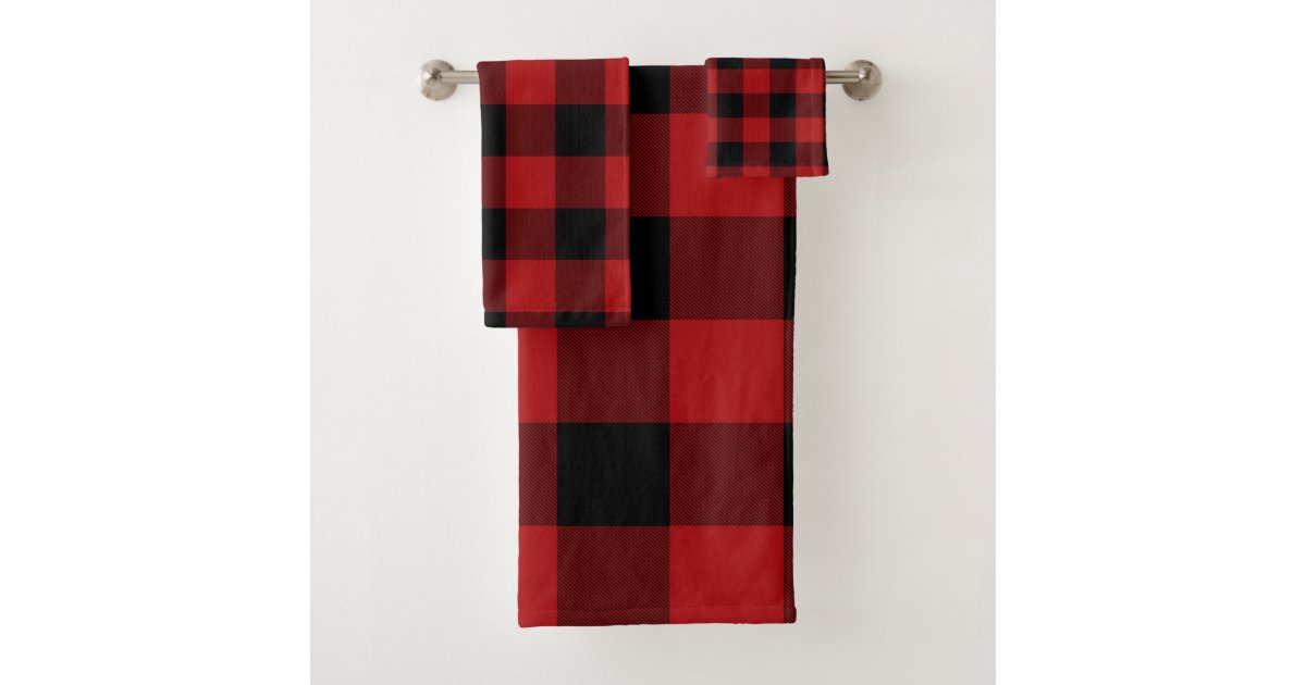 Red & Black Buffalo Plaid Hand & Bath Towel by Christyne