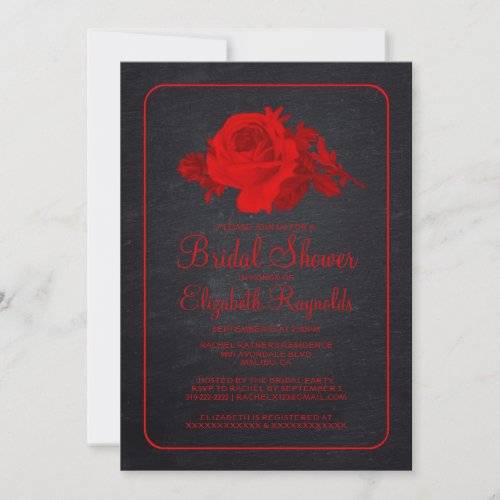 Red Black Rustic Floral Bridal Shower Invitations