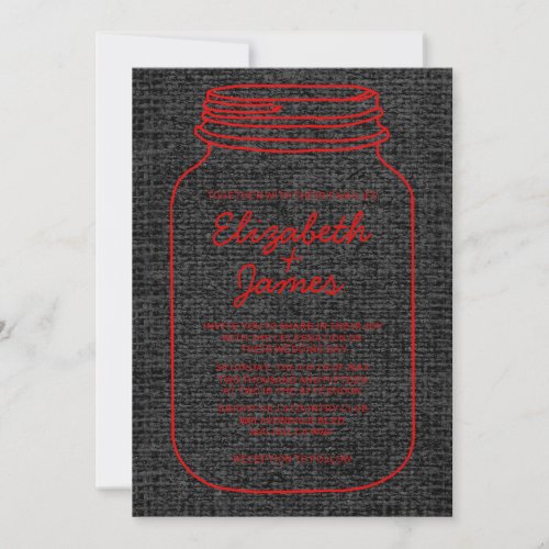 Red &amp; Black Rustic Mason Jar Wedding Invitations