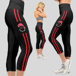 Red Black Santa Christmas Holiday Party Capri Leggings