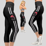 Red Black Santa Claus Christmas Holiday Party Capri Leggings