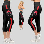 Red Black Santa Claus Christmas Holiday Party Capri Leggings