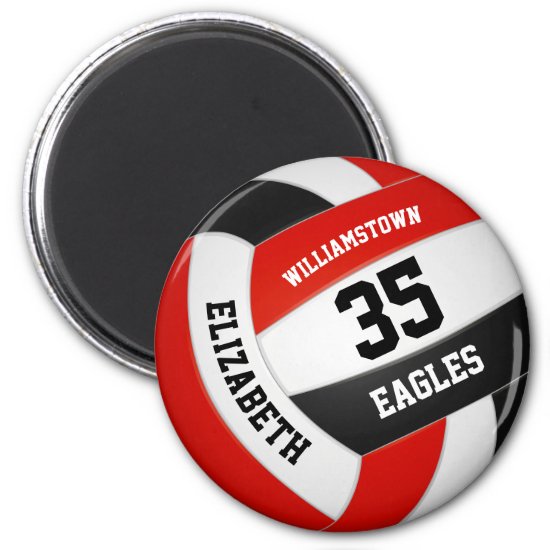 red black school colors team name volleyball magnet