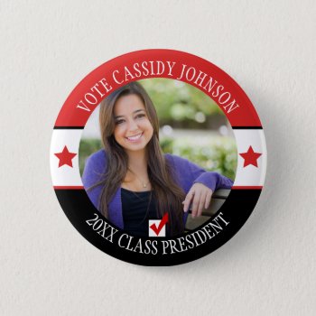 Red & Black School Election Student Body Vote Button by teeloft at Zazzle