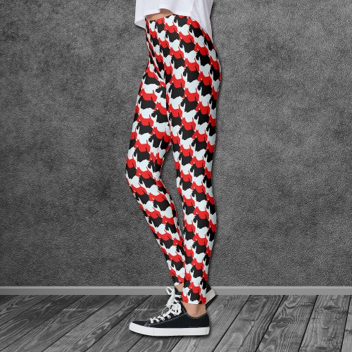 Red Black Scottie Dog Pattern Leggings