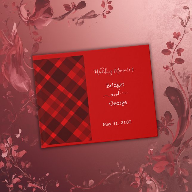 red black scottish celtic tartan wedding pattern guest book (Creator Uploaded)