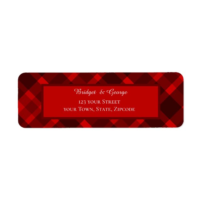 red black scottish celtic tartan wedding pattern label (Front)