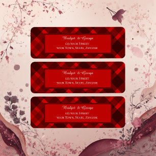 red black scottish celtic tartan wedding pattern label