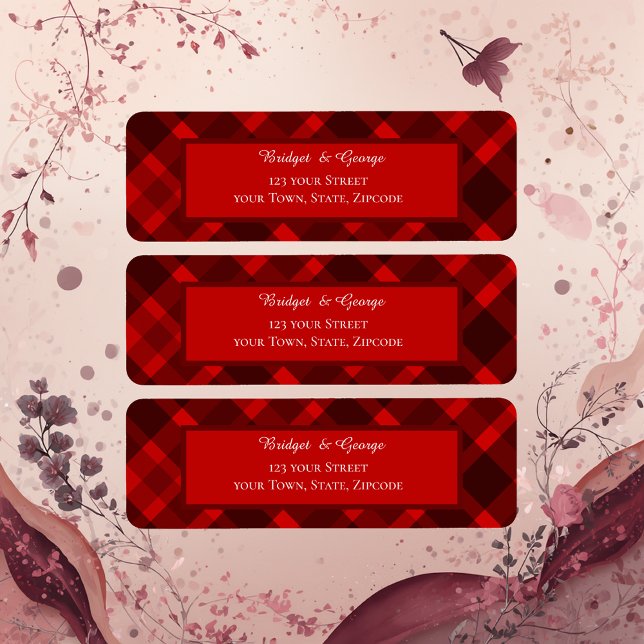 red black scottish celtic tartan wedding pattern label (Creator Uploaded)