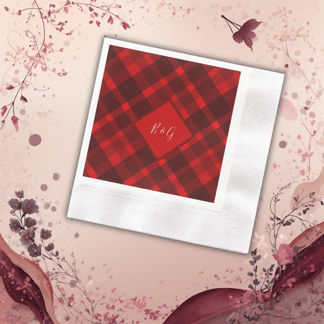 red black scottish celtic tartan wedding pattern napkins (Creator Uploaded)