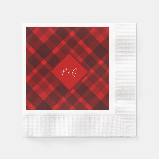 red black scottish celtic tartan wedding pattern napkins (Front)