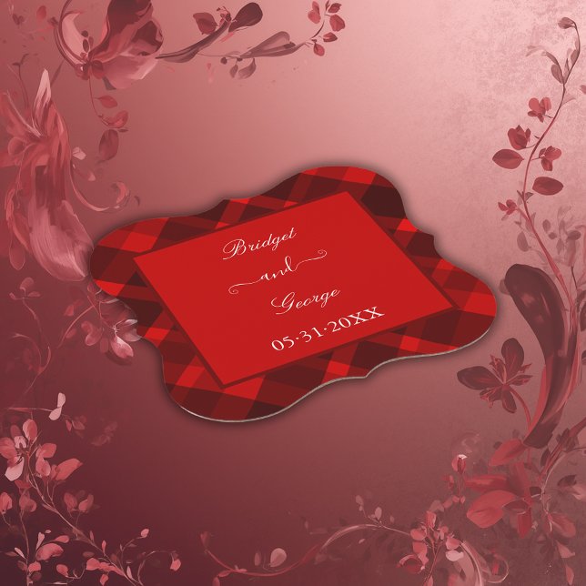 red black scottish celtic tartan wedding pattern paper coaster (Creator Uploaded)