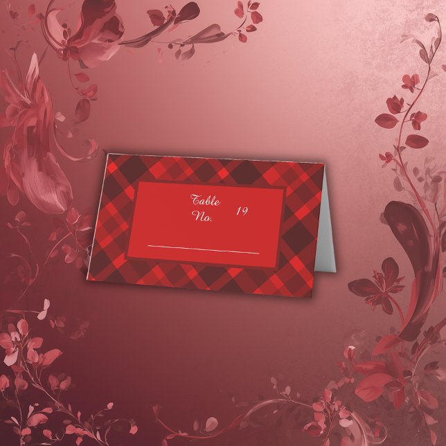 red black scottish celtic tartan wedding pattern place card (Creator Uploaded)