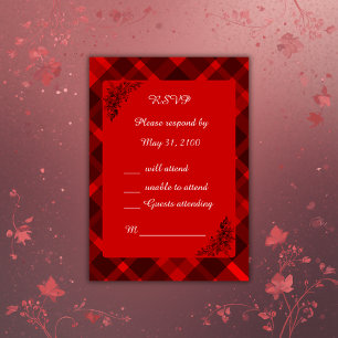 red black scottish celtic tartan wedding pattern RSVP card