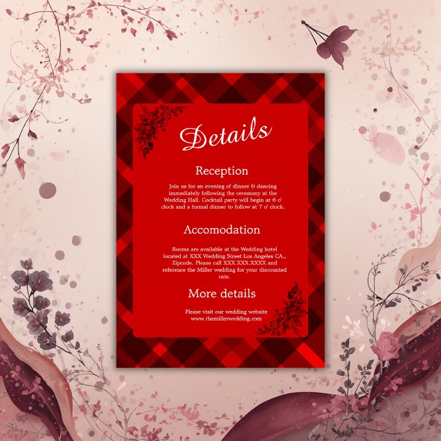 red black scottish wedding pattern  enclosure card (Creator Uploaded)