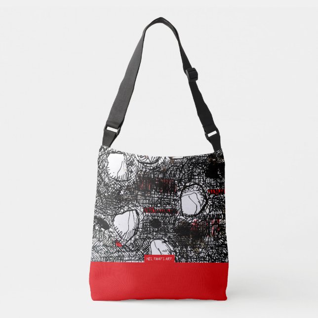 Red&Black Scribble Crossbody Bag (Front)