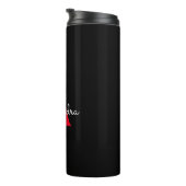 Red Black Script Girly Monogram Name Thermal Tumbler (Rotated Right)