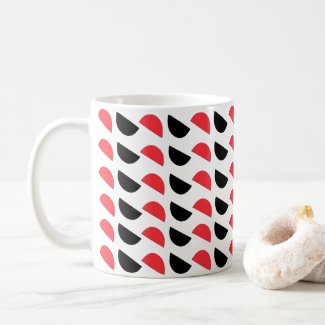 Red Black Semi Circle Abstract Geometric Pattern
