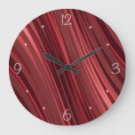Red Black Shaded Stripes Large Clock at Zazzle