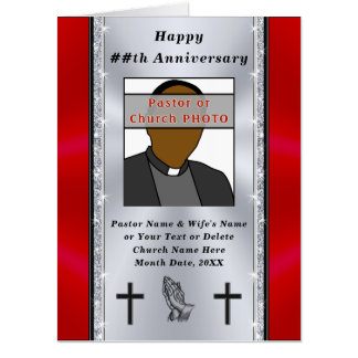 Red, Black, Silver Huge, Pastor Anniversary Card