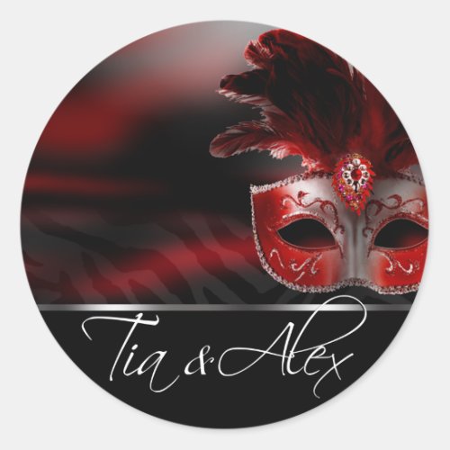 Red Black  Silver Masquerade Party Sticker