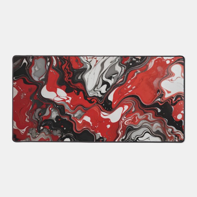 Red, Black & Silver Splendor Desk Mat (Front)