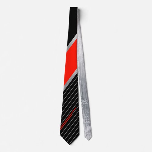 Red black silver stripe Neck Tie