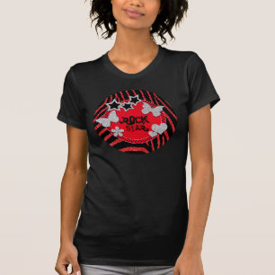 Red Black Silver Zebra Glitter Rock Star T-Shirt
