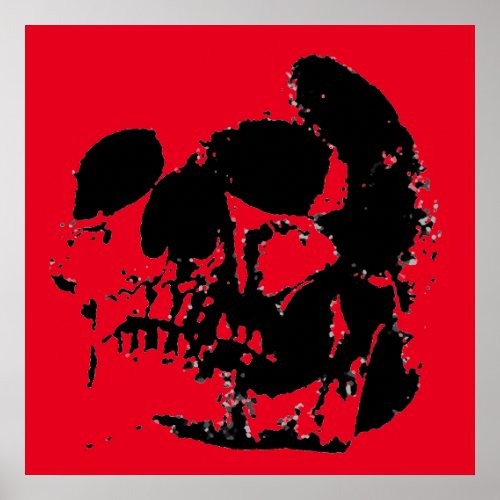 Red Black Skull Heavy Metal Fantasy Art Poster