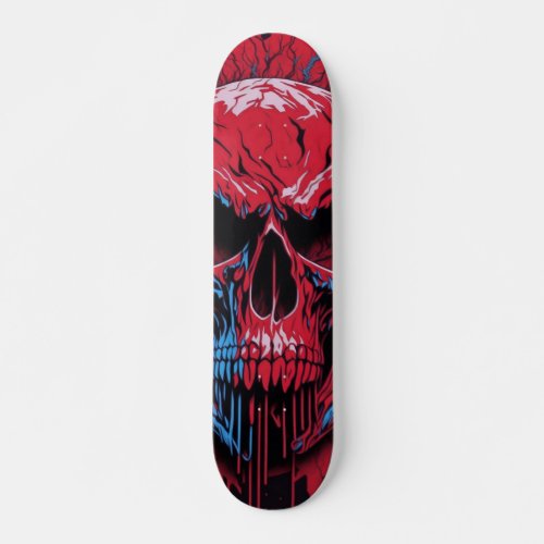 Red  Black Skull _ Numb_Skulls Design  Skateboard