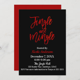 Red Black Sleek Shine Modern Jingle & Mingle Party Invitation